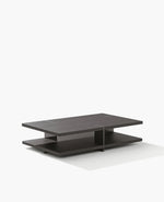 TC140N / Coffee Table / Black Elm Top + Black Elm Base + Glossy Brown Nickel Inserts and Feet