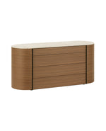 COON1 / Chest of Drawers with 4 Drawers / Canaletto Walnut Structure + Mat Marble Zecevo Top + Hide 02 Nero Handles