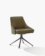 S114 / Chair without Armrests / SOFT 14 Oliva Cat Y Leather Cover + Glossy Brown Nickel Swivel Base