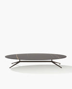 MOTA180O / Oval Coffee Table / Glossy Marble Sahara Noir Top with Polyester Finish + Mat Brown Nickel Structure