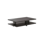 140x85x33 cm / Coffee Table / Black Elm Top + Black Elm Base + Glossy Brown Nickel Inserts and Feet