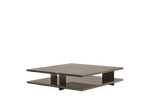 140x140x33 cm / Coffee Table / Mat Marble Calacatta Oro Top + Black Elm Base + Mat Brown Nickel Inserts and Feet