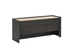 160x55x73 cm / Chest of 4 Drawers / Hide Nero Outer Structure + Glossy Brown Nickel Inner Structure + Mat Marble Zecevo Top + Black Elm Drawer Front