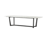 280x108x74 cm / Table Wood 2 / Black Elm Structure + Mat Marble Calacatta Oro Top