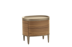 59x45x53.5 cm / Bedside Table with 2 Drawers / Canaletto Walnut Structure + Mat Lacquered Champagne Top + Mat Champagne Feet