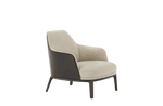 74x85x80 cm / Armchair Wood 2 / NAYORO Sabbia Fabric Inner Shell + SOFT  Visone Leather Outer Shell + Black Elm Structure