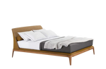177x230x100 cm / Bed Wood 1 for 160x200 cm Mattress (Sold Separately) / SILK Senape Leather External and ARCADIA Bronzo Fabric Inner Headboard + Canaletto Walnut Structure and SILK Senape Leather Cover Bed Frame