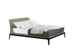 197x230x100 cm / Bed Wood 2 for 180x200 cm Mattress (Sold Separately) / NABUK Mastice Leather External and NABUK Mastice Leather Inner Headboard + Black Elm Structure and NABUK Mastice Leather Cover Bed Frame