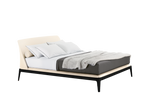 197x230x100 cm / Bed Wood 2 for 180x200 cm Mattress (Sold Separately) / NABUK Latte Leather External and NABUK Latte Leather Inner Headboard + Black Elm Structure and NABUK Latte Leather Cover Bed Frame