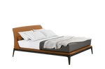 197x230x100 cm / Bed Wood 2 for 180x200 cm Mattress (Sold Separately) / NABUK Ruggine Leather External and NABUK Ruggine Leather Inner Headboard + Black Elm Structure and NABUK Ruggine Leather Cover Bed Frame