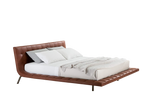 Bed for 1800x2000mm Mattress (Sold Separately) / SILK Terracotta Leather + Mat Brown Nickel Feet