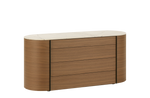 166.5x57x78 cm / Chest of Drawers with 4 Drawers / Canaletto Walnut Structure + Mat Marble Zecevo Top + Hide Nero Handles
