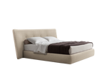 268.5x239.5x112.5 cm / Bed with Tip Up Storage for 180x200 cm Mattress (Sold Separately) / SKYROS Sabbia Fabric Cover + NABUK Latte Leather Bands + Bigger Piston
