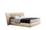 268.5x239.5x112.5 cm / Bed with Tip Up Storage for 180x200 cm Mattress (Sold Separately) / ERACLEA Sabbia Fabric Cover + NABUK Latte Leather Bands + Bigger Piston