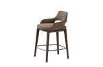 55x55x85 cm / Bar Stool Wood 2 / ANTEA Visone Fabric + Black Elm Structure + Mat Brown Nickel Footrest