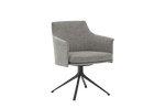 Chair with Armrests / SKYROS Visone Fabric Cover + Glossy Brown Nickel Swivel Base