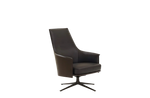 Lounge Armchair / Hide Caffe Outer Cover + SOFT Moka Leather Inner Cover and Seat Cushion + Glossy Brown Nickel Swivel Base