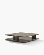 TC140GN / Coffee Table / Mat Marble Calacatta Oro Top + Black Elm Base + Mat Brown Nickel Inserts and Feet