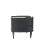 CDGM1 / Bedside Table with 2 Drawers / Black Elm Structure + Mat Lacquered Bronzo LO23 Top + Glossy Brown Nickel Feet