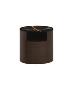 CDON4 / Bedside Table with 1 Drawer / Spessart Oak Structure + Glossy Sahara Noir Marble with Polyester Finish Top