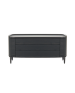 COGM1 / Chest of 3 Drawers / Black Elm Structure + Mat Lacquered Bronzo LO23 Top + Glossy Brown Nickel Feet