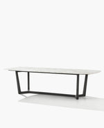 TCN280 / Table Wood 2 / Black Elm Structure + Mat Marble Calacatta Oro Top
