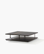 TCK120G / Coffee Table / Glossy Marble Sahara Noir with Polyester Finish Upper Top + Black Elm Lower Top + Satin Brown Nickel Structure