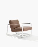 GAPL780 / Armchair / NABUK 07 Camoscio Cat Y Leather + Glossy Lacquered Bianco Structure
