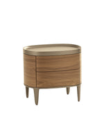 CDGM1 / Bedside Table with 2 Drawers / Canaletto Walnut Structure + Mat Lacquered Champagne LO77 Top + Mat Champagne Feet