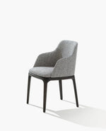 S86B / Chair with Armrests Wood 2 / SKYROS 07 Grafite Cat E Fabric Cover + Black Elm Structure