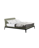 1x LMKE5 + 1x TEKE5P / Bed Wood 2 for 1800x2000mm Mattress (Sold Separately) / NABUK 06 Mastice Cat Y Leather External and NABUK 06 Mastice Cat Y Leather Inner Headboard + Black Elm Structure and NABUK 06 Mastice Cat Y Leather Cover Bed Frame