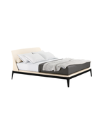 1x LMKE5 + 1x TEKE5P / Bed Wood 2 for 1800x2000mm Mattress (Sold Separately) / NABUK 01 Latte Cat Y Leather External and NABUK 01 Latte Cat Y Leather Inner Headboard + Black Elm Structure and NABUK 01 Latte Cat Y Leather Cover Bed Frame
