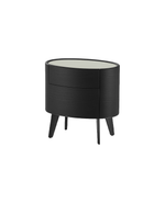 CDKE2 / Bedside Table with 2 Drawers / Hide 28 Avorio Top + Black Elm Structure + Mat Brown Nickel Feet