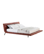 LMON5 / Bed for 1800x2000mm Mattress (Sold Separately) / SILK 10 Terracotta Cat S Leather + Mat Brown Nickel Feet