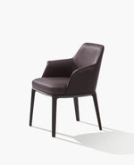 S102 / Chair with Armrest Wood 2 / SOFT 10 Prugna Cat Y Leather + Black Elm Structure