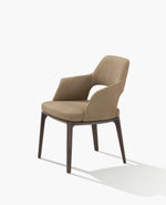 S108 / Chair with Armrest / SILK 02 Beige Cat S Leather + Spessart Oak Structure