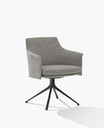 S113 / Chair with Armrests / SKYROS 04 Visone Cat E Fabric Cover + Glossy Brown Nickel Swivel Base