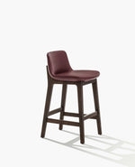 S20 / Bar Stool / SOFT 09 Bulgaro Cat Y Leather + Normal Double Stitching + Spessart Oak Structure +  Stainless Steel Footrest