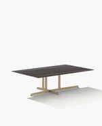 TWE130 / Coffee Table / Glossy Marble Sahara Noir Top with Polyester Finish + Mat Champagne Structure