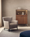 
        
            GMRE078 / Relax Armchair / ANTEA 10 Grafite Cat D Fabric with Nero Grosgrain Piping + Mat Champagne Base
        